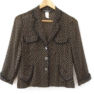 90s Floral Silk Blouse - Sheer Vintage Button Down Top - Size Small/Medium