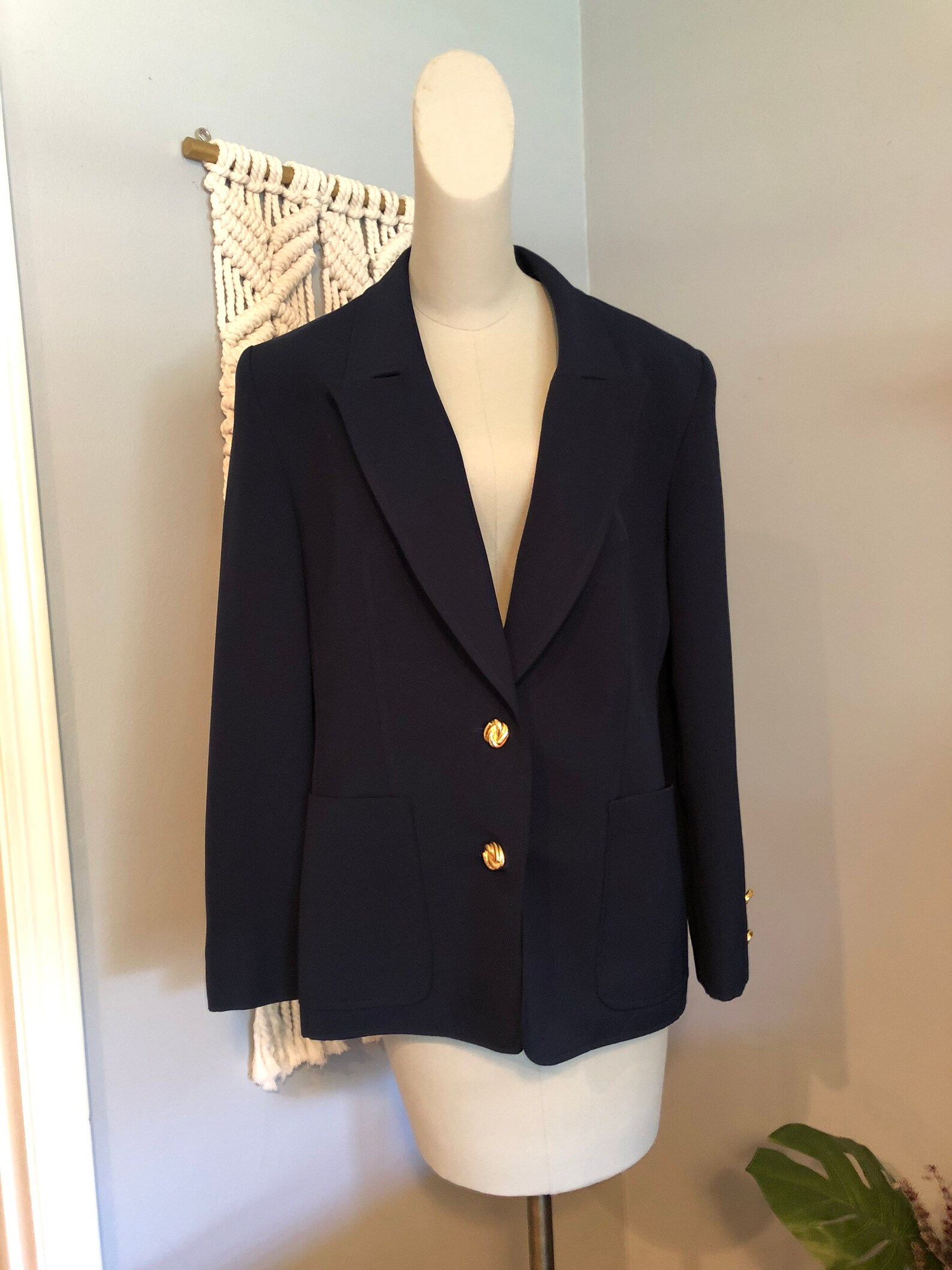 Vintage Oversized Blue Blazer with Gold Buttons | Etsy