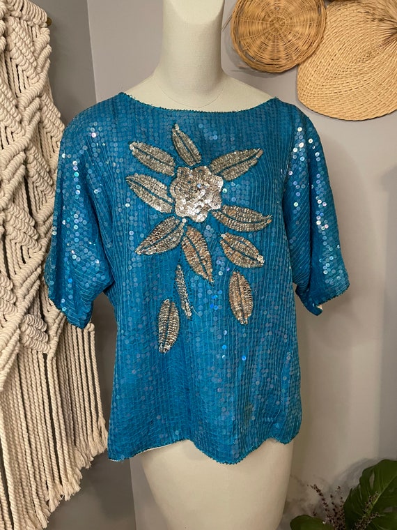 Vintage 80s Sequin Shirt - image 6