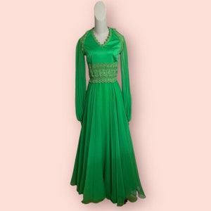 Vintage 1960s Lillie Rubin Green Gown