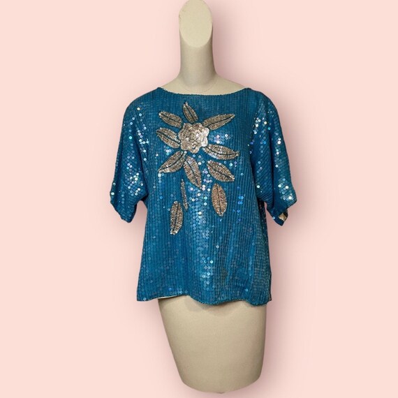 Vintage 80s Sequin Shirt - image 1