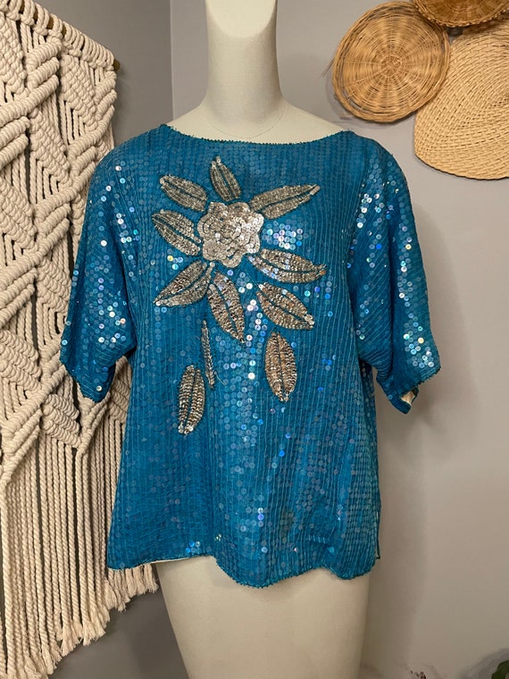 Vintage 80s Sequin Shirt - image 7