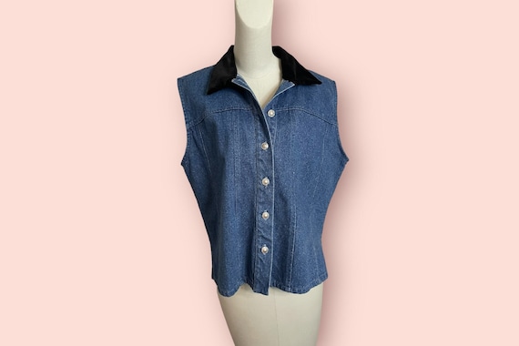 Vintage 90s Denim Vest - image 1