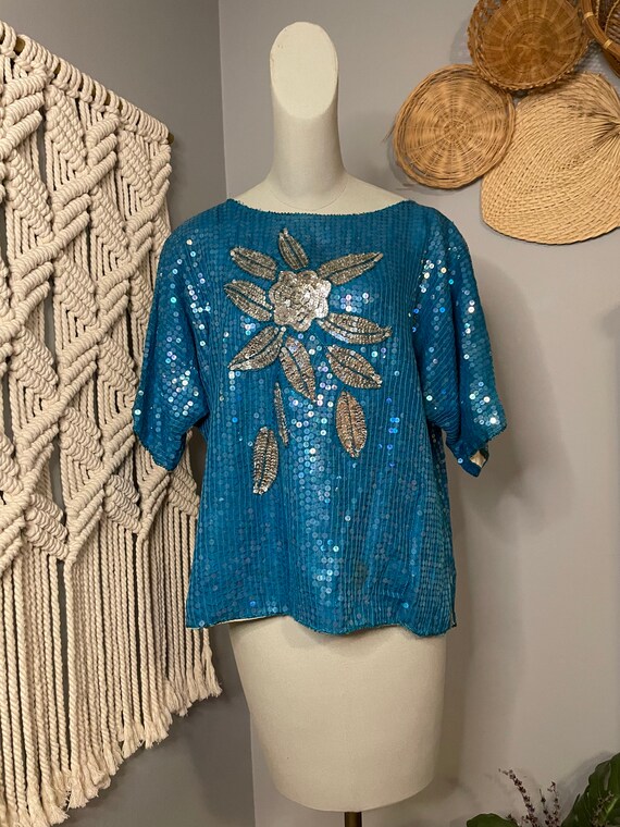 Vintage 80s Sequin Shirt - image 3