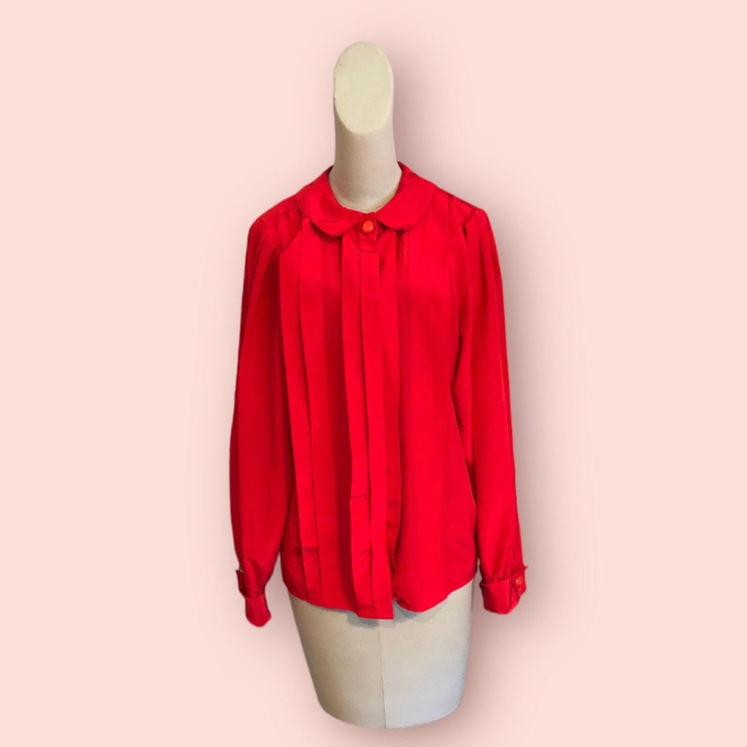 Blouse Fluide Vintage Années 80 - Taille 38 (S) En Bleu Pour Femme