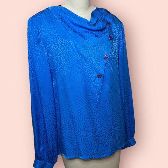 Vintage 80s Silk Cowl Neck Blouse - image 5