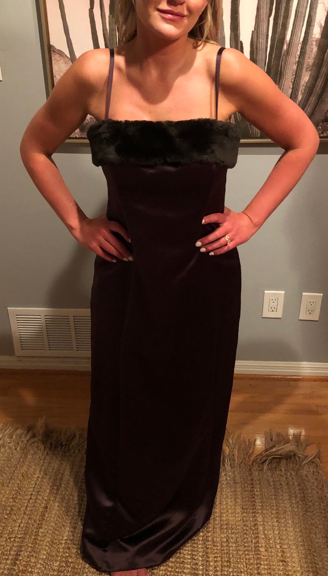 gown with fur trim
