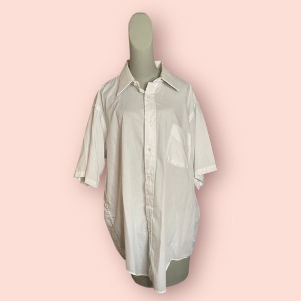 Vintage Oversized White Button Down Cotton Shirt main image 1