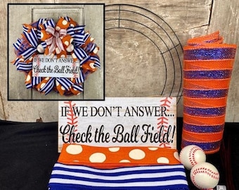 Baseball wreath kit-wreath kit-DIY wreath-baseball wreath-supplies-DIY gift-wreath kit-baseball decor-baseball-DIY wreath kit-Christmas gift