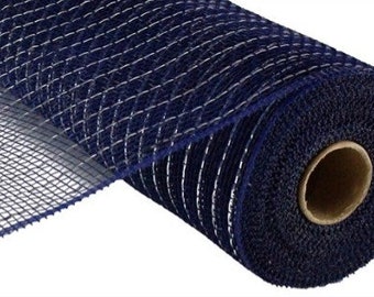 20 rolls of 10” x 10yd roll blue metallic mesh-wreath supplies-craft supplies-supplies-mesh-deco mesh-tinsel mesh-navy blue mesh