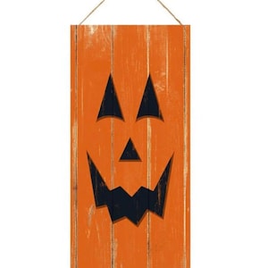 12,5 "H X 6" L Jack O Lantern Sign-sinal de guirlanda-suprimentos de guirlanda-sinal de abóbora-sinal de Halloween-sinal assustador-sinal-sinais-suprimentos