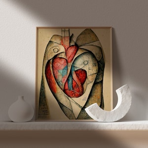 Heart antomy Picasso art, cardiovascular art,cardiology art,anatomical art poster,cardiothoracic surgery,human heart art,medical art heart