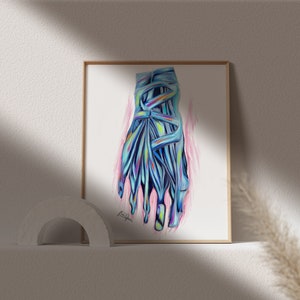 Abstract Podiatry art print-feet anatomy artwork-musculoskeletal drawing-Fett muscles bones painting-Orthopedic surgeon podiatrist gift