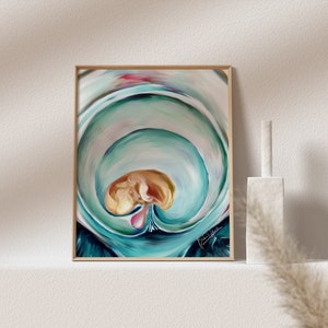 Impressão artística abstrata de membranas extraembrionárias de fetos - Arte de gravidez - Pintura de obstetra e ginecologista - Presente para obstetra - Presente para ginecologista