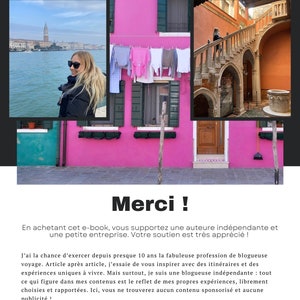 May include: A pink building with a green building in the background. The pink building has a wooden door and windows with green shutters. There are clothes hanging on a clothesline in front of the building. The text "Merci!" is at the top of the image. The text below the image reads "En achetant cet e-book, vous supportez une auteure ind&eacute;pendante et une petite entreprise. Votre soutien est tr&egrave;s appr&eacute;ci&eacute;!"