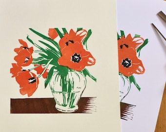 Printemps | four-colour linocut printing