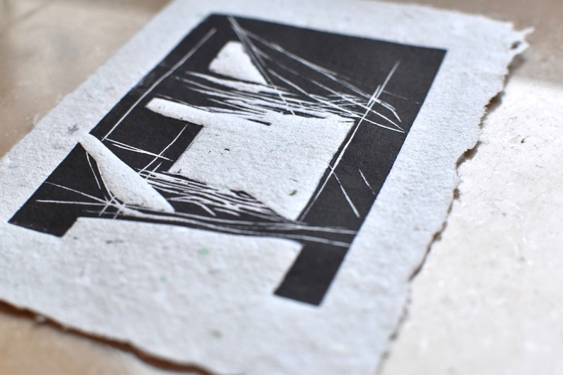 Knowledge abstract linocut printing