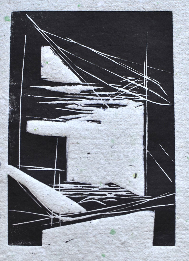 Knowledge abstract linocut printing