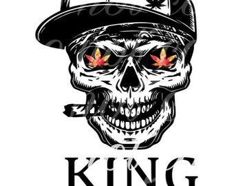 stoner king- skeleton with hat- weed-marijuana-png- sublimation image