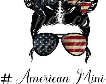 American Mini PNG- Mom Bun PNG, 4th of July Mom Bun- 4th of july Sublimation Red White and Blue