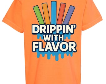 Drippin’ With Flavor PNG – Rainbow Popsicle Clipart, Summer Shirt Sublimation, Bold Kids Ice Pop Graphic, Instant Download