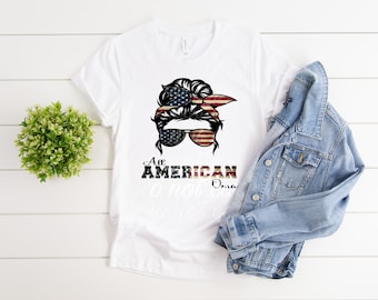 All America Oma red white and blue 4th of july merica mom bun stars and stripes png