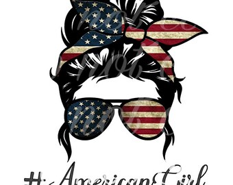 American girl PNG- Mom Bun PNG, 4th of July Mom Bun- 4th of july Sublimation