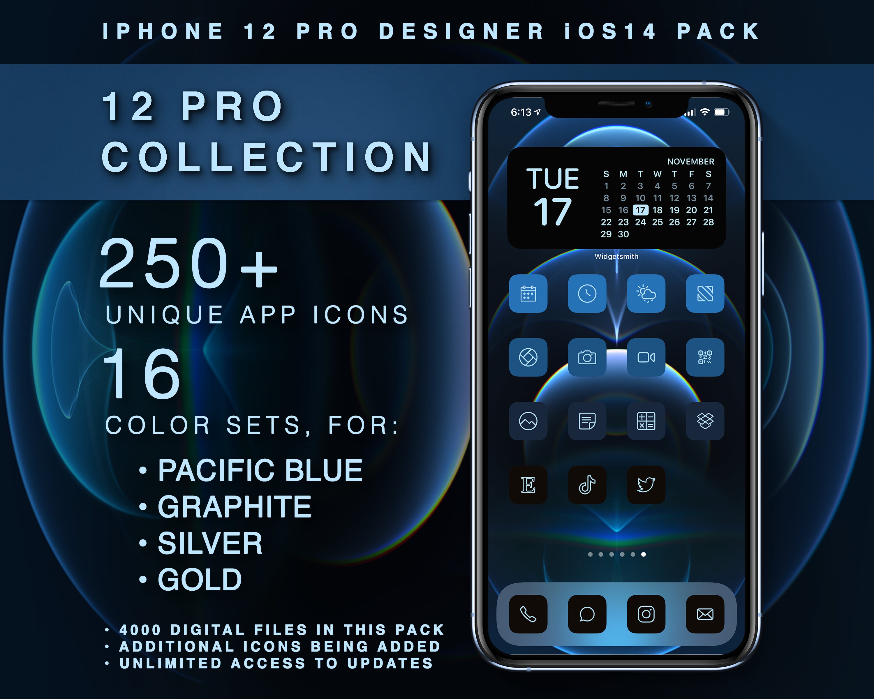 Pacific Blue Iphone 12 Pro Max Minimal Ios14 Mobile App Icon Etsy