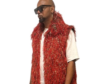 Red Fur Vest - Etsy