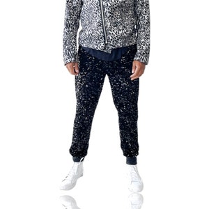 Black Velvet Sequin Jogger image 4