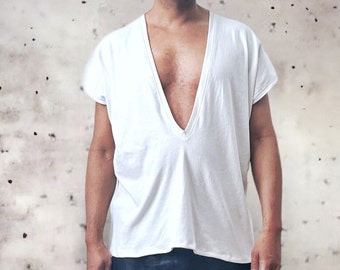 Classic Deep V Neck T-Shirt for Men - Comfy and Stylish