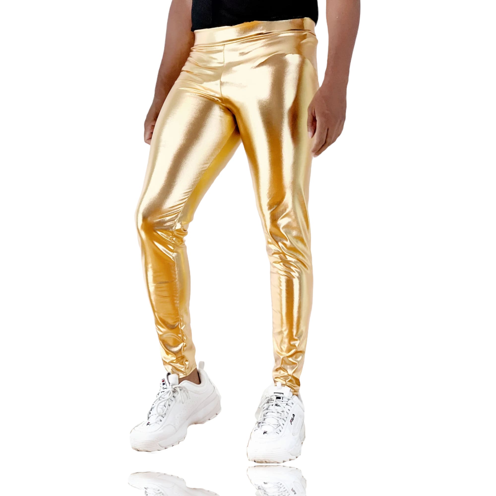 Metallic Legging Coated Spandex Gold Unisex Mens