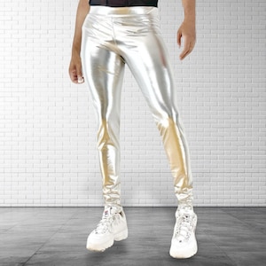 Metallic Legging | Coated Spandex | Silver | Unisex Halloween Costume