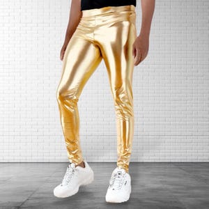 Metallic Legging | Coated Spandex | Gold | Unisex Mens