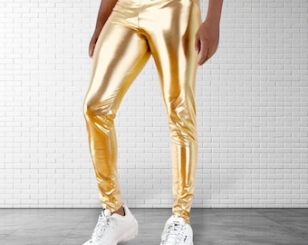 Metallic Legging | Coated Spandex | Gold | Unisex Mens