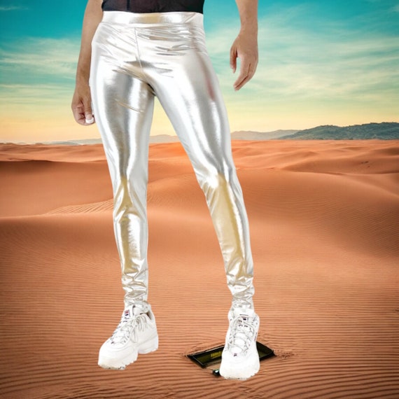 Metallic Legging Coated Spandex Silver Unisex Halloween Costume Etsy