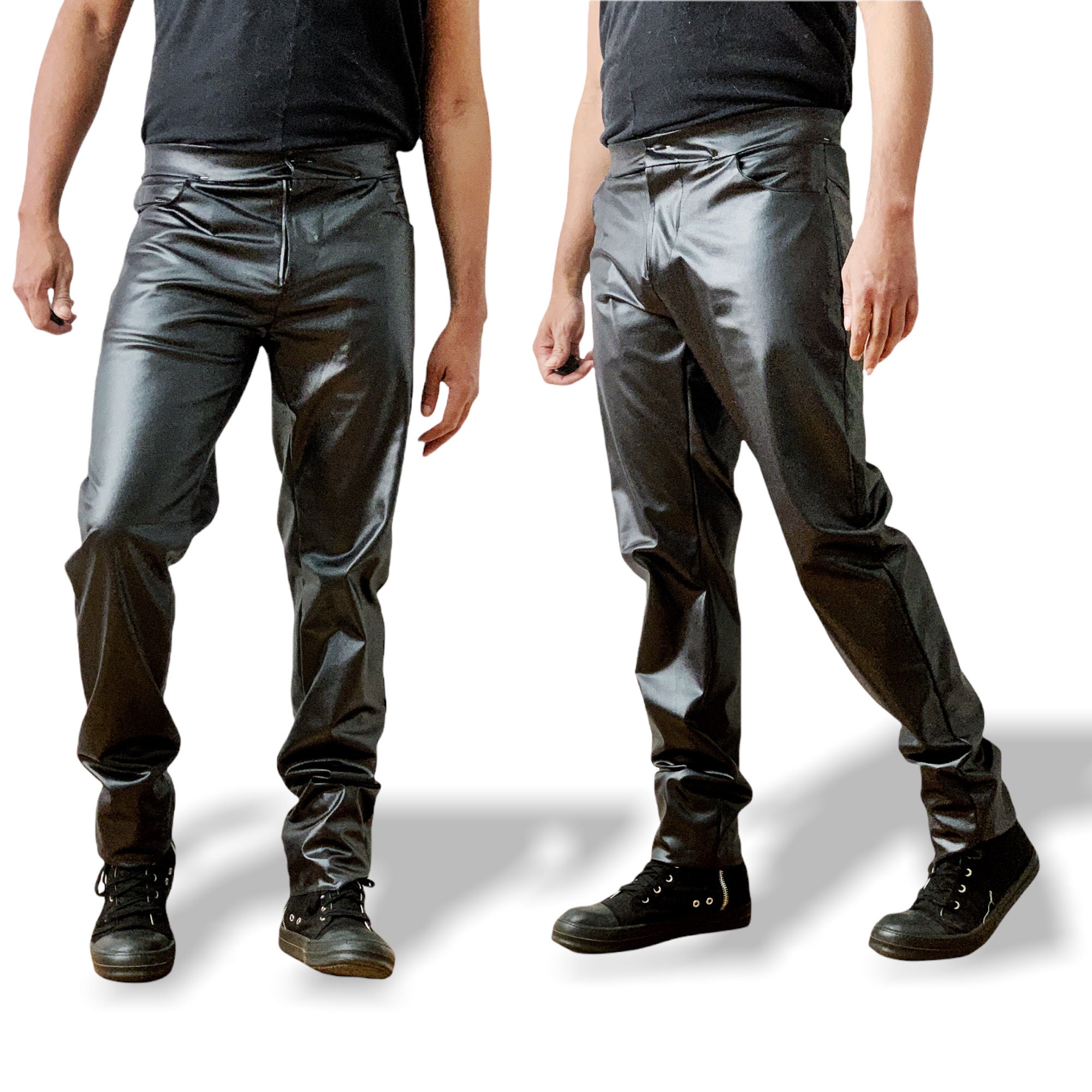 Faux Leather 5 Pocket Jeans Pants 