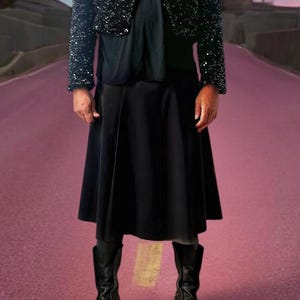 Linen Kilt Black, Simple Skirt For Men, Men Flared Skirt, Pleated Skirt For Men, Avant Garde Mens Fashion Kilt All Black, Mens Pull On Skirt