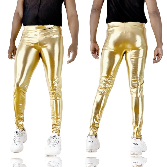 Metallic Legging Coated Spandex Gold Unisex 