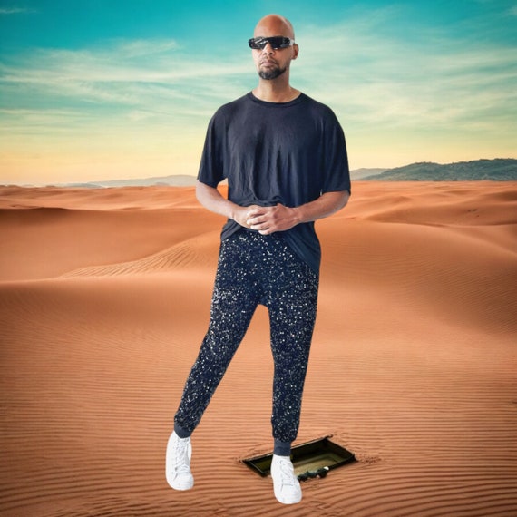 Jogger de lentejuelas de terciopelo negro Etsy Mexico