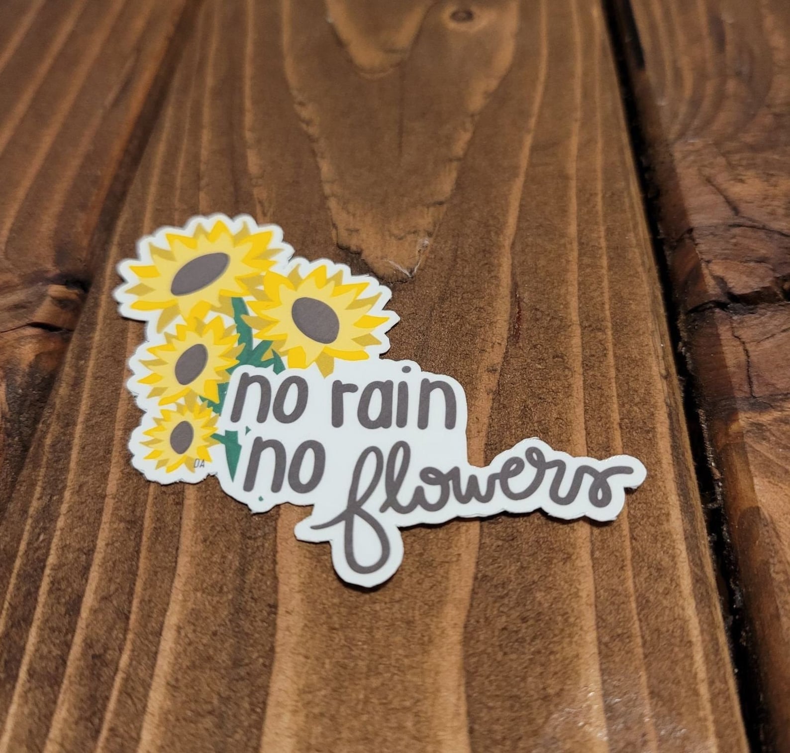 No Rain No Flowers Vinyl Sticker Motivational Quote Etsy