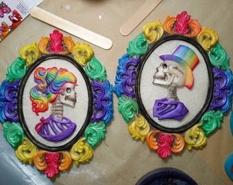 His And Her 8 X 10 Skull Cameos