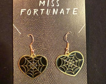 Spiderweb heart earrings