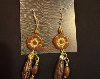 Wooden Tiki earrings