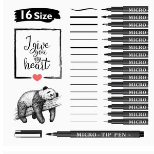 Vanstek 16 Pack Hand lettering Pens, Calligraphy Pens Markers, Black Ink for Writing and drawing