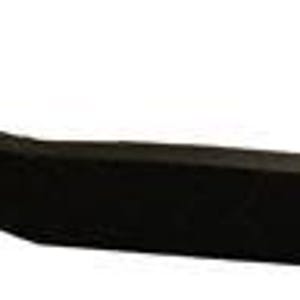 May include: A black metal tool with a curved handle and a flat, straight blade. The tool is used for bending metal.
