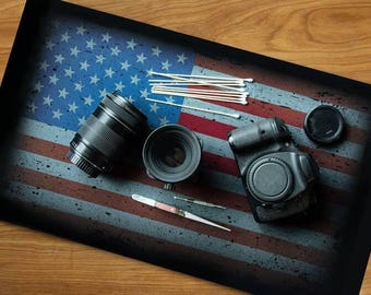 USA Flag Cleaning Mat: Non-Slip, Lint Free (18x12x7/64")
