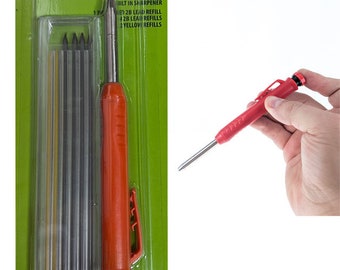 Carpenter Pencil with 6 Extra Lead : 3 -2 B and 3 Yellow and Sharpener