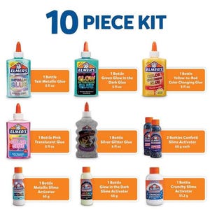 Elmer's Celebration Slime Kit: Glow, Metallic, Crunchy, Confetti - 10 Piece image 5