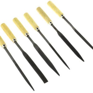 6pc needle file set with wooden handle, coarse cut